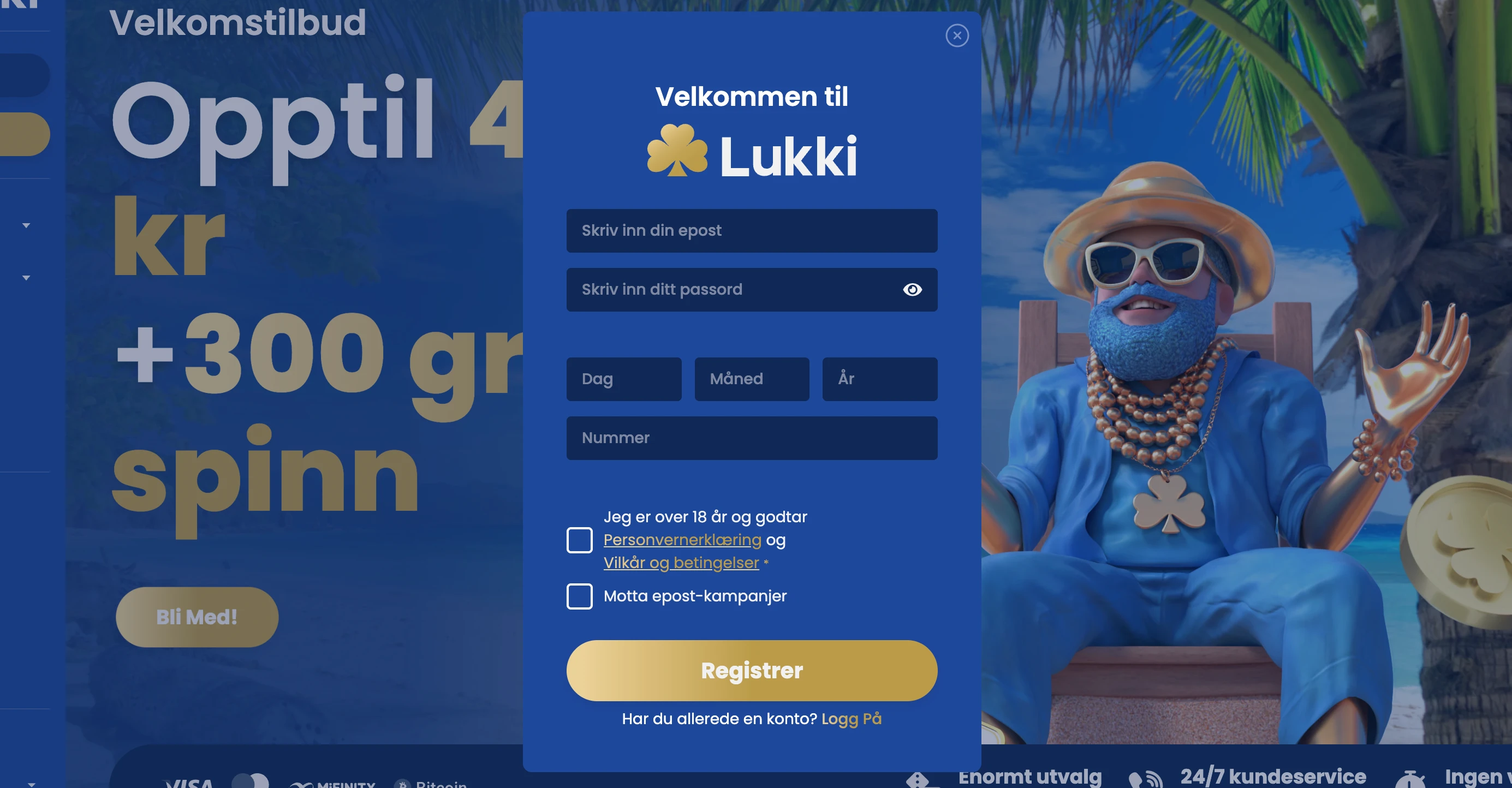 Registreringsprosessen hos Lukki